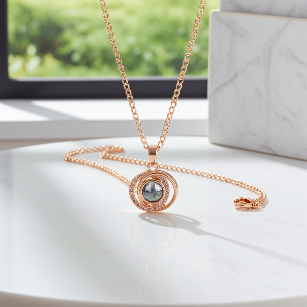 Personalised Eternal Orbit Photo Projection Necklace