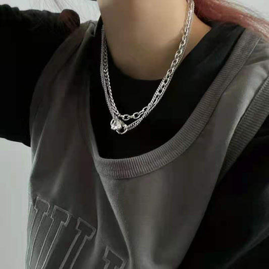 GP02 Triple-Layer Heart Zircon Chain Necklace