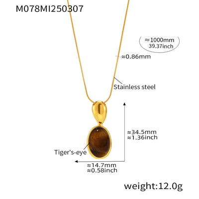 CC14 - Oval Tiger’s Eye & Agate Pendant Necklace