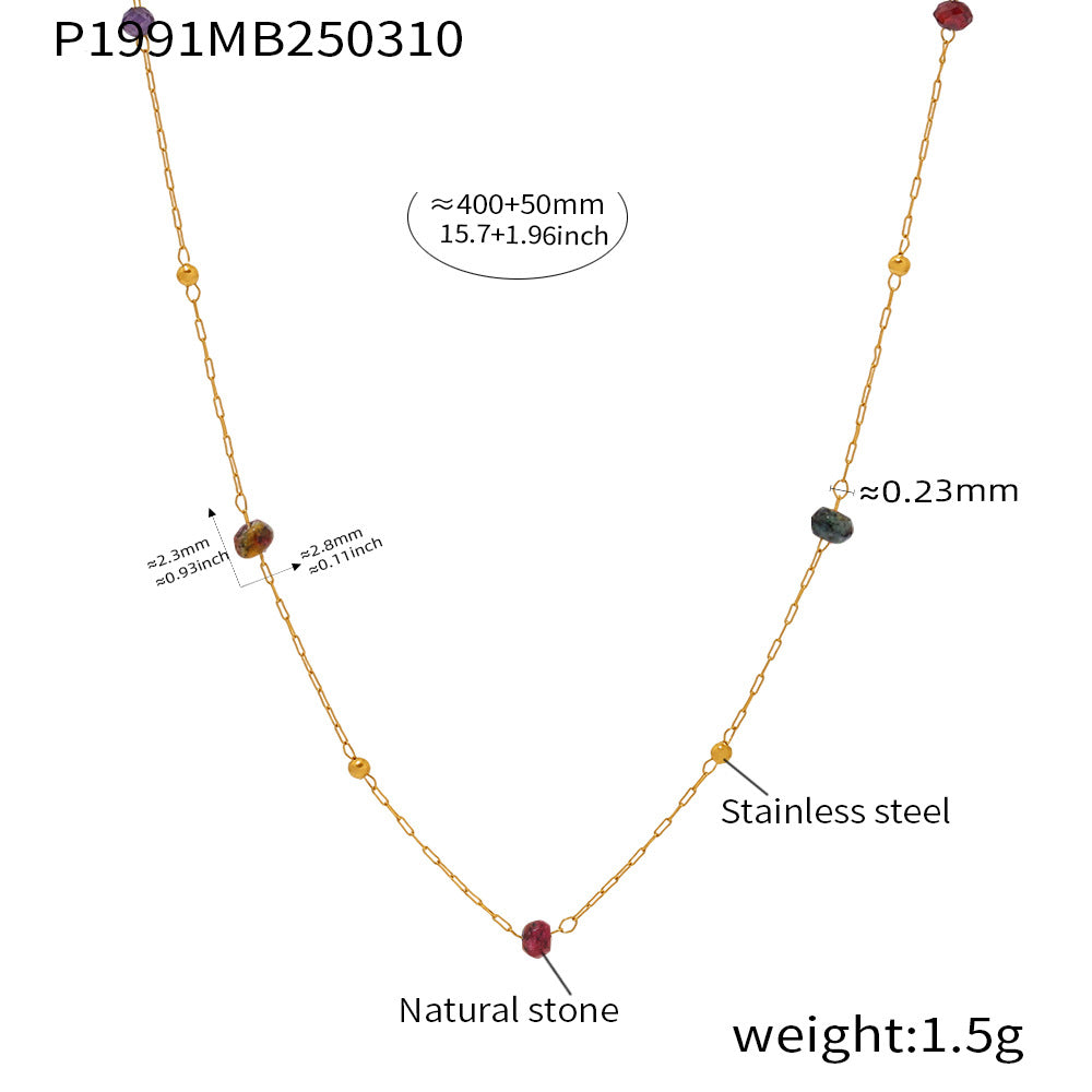 GP07 - Delicate Multicolor Natural Stone Layered Necklace