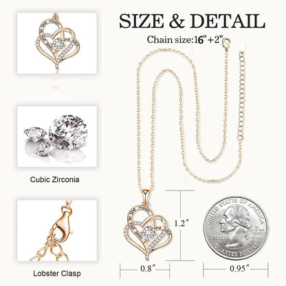 GP08 💖 "I Love You to the Moon and Back" Heart Necklace – With Sparkling Cubic Zirconia