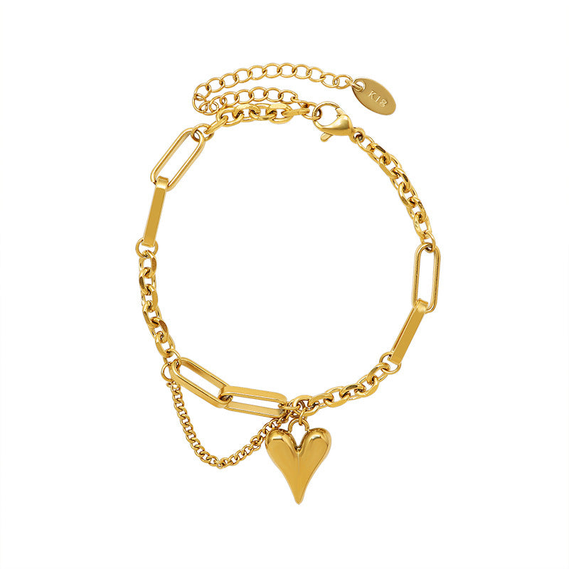 GP11 💖 Chunky Heart Link Chain Bracelet & Necklace – Bold Love in Every Link
