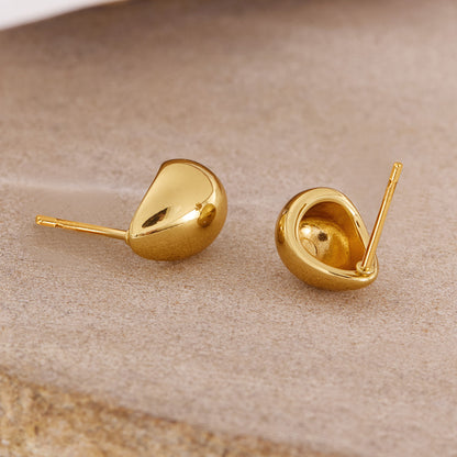 GP13 🌟 Minimalist Waterdrop Gold Stud Earrings – Stainless Steel Elegance