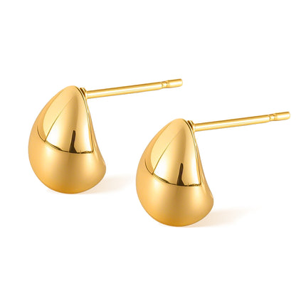 GP13 🌟 Minimalist Waterdrop Gold Stud Earrings – Stainless Steel Elegance