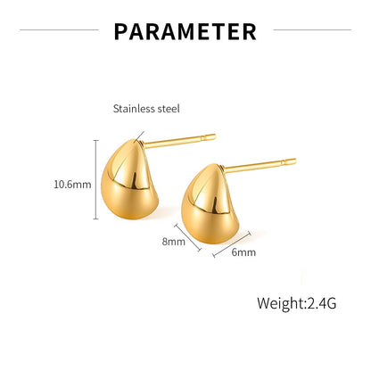 GP13 🌟 Minimalist Waterdrop Gold Stud Earrings – Stainless Steel Elegance