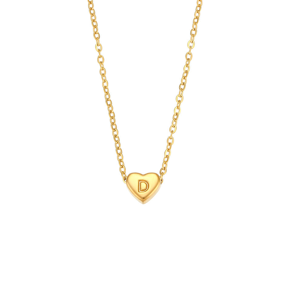 GP17 💛 Gold Heart Initial Necklace – Personalized Love Keepsake (Available Letters: A–Z)