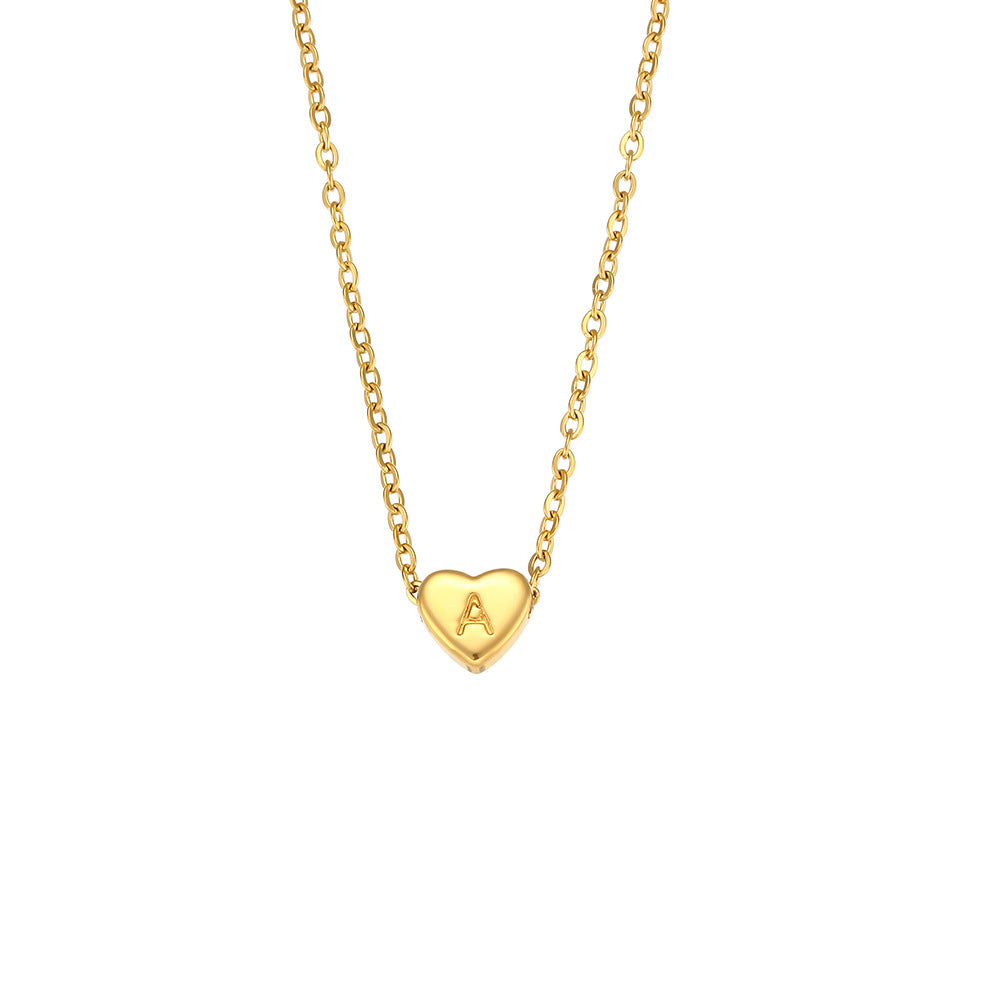 GP17 💛 Gold Heart Initial Necklace – Personalized Love Keepsake (Available Letters: A–Z)