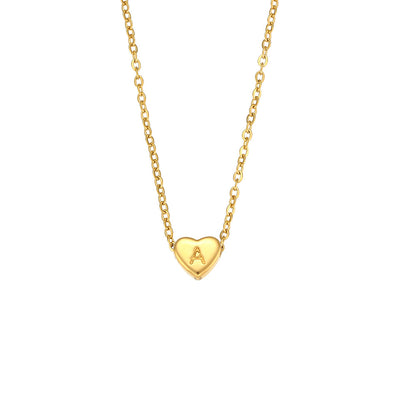 GP17 💛 Gold Heart Initial Necklace – Personalized Love Keepsake (Available Letters: A–Z)
