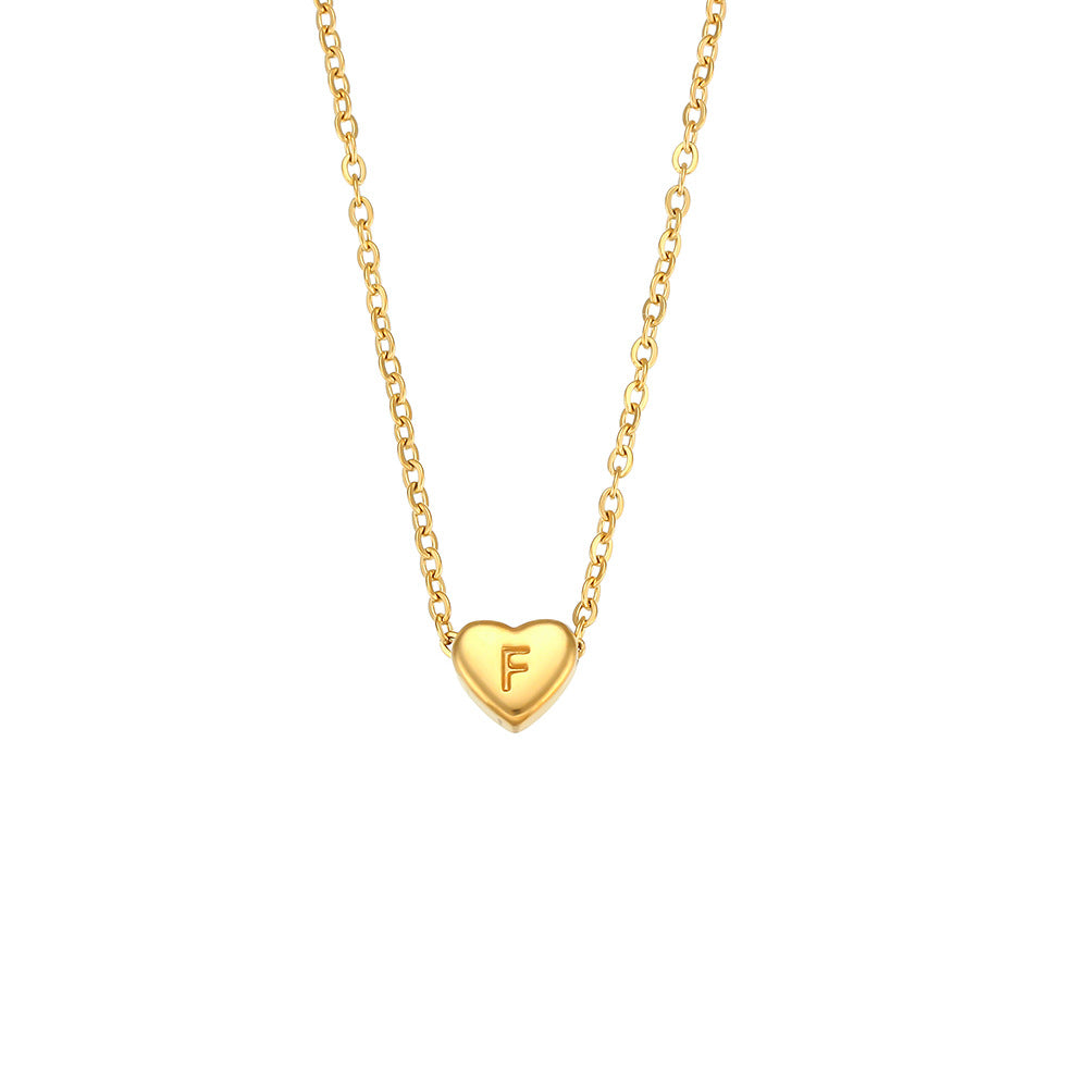 GP17 💛 Gold Heart Initial Necklace – Personalized Love Keepsake (Available Letters: A–Z)