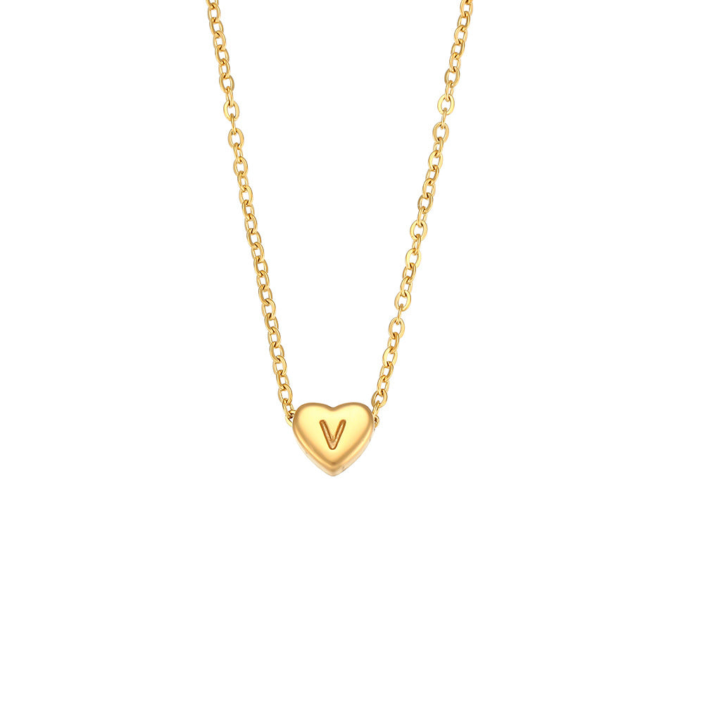 GP17 💛 Gold Heart Initial Necklace – Personalized Love Keepsake (Available Letters: A–Z)