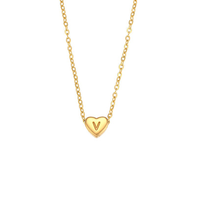 GP17 💛 Gold Heart Initial Necklace – Personalized Love Keepsake (Available Letters: A–Z)
