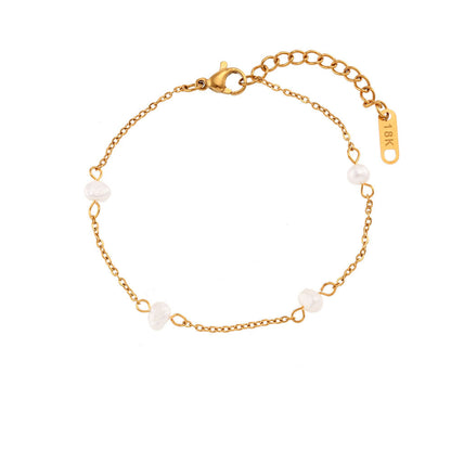 GP19 18K Gold Plated Freshwater Pearl Necklace & Bracelet Set – Elegant Minimalist Jewelry