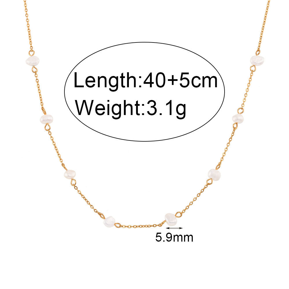 GP19 18K Gold Plated Freshwater Pearl Necklace & Bracelet Set – Elegant Minimalist Jewelry