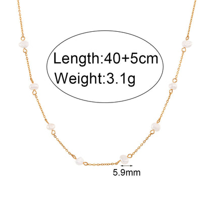 GP19 18K Gold Plated Freshwater Pearl Necklace & Bracelet Set – Elegant Minimalist Jewelry