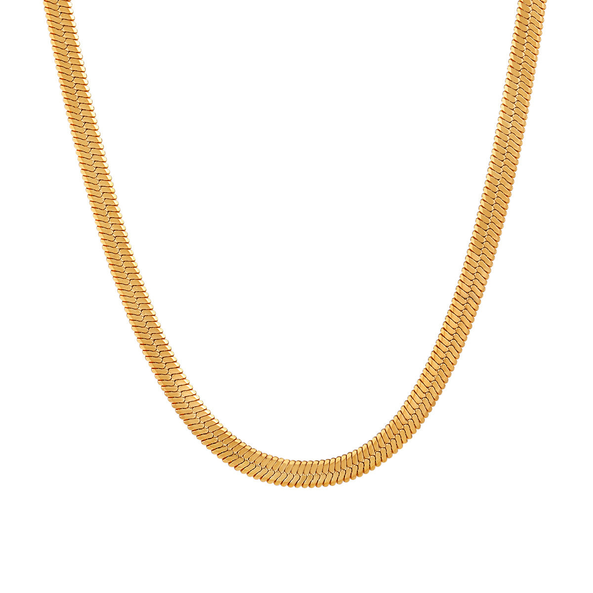 GP22 ✨ Sleek Gold Flat Herringbone Chain Necklace