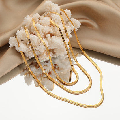 GP22 ✨ Sleek Gold Flat Herringbone Chain Necklace