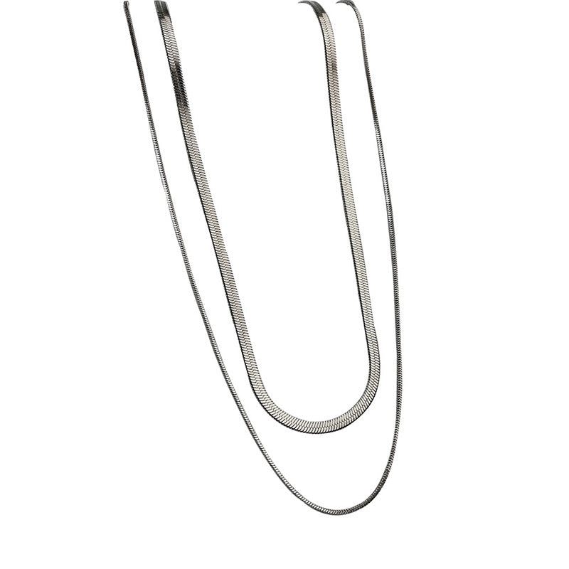 GP24 ✨ Two-Layer Flat Snake Chain Necklace | Minimalist Layered Chic