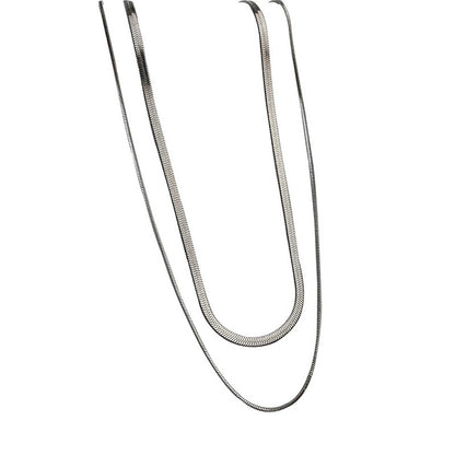 GP24 ✨ Two-Layer Flat Snake Chain Necklace | Minimalist Layered Chic