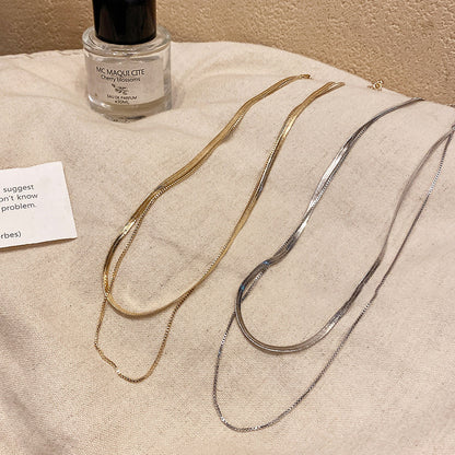 GP24 ✨ Two-Layer Flat Snake Chain Necklace | Minimalist Layered Chic