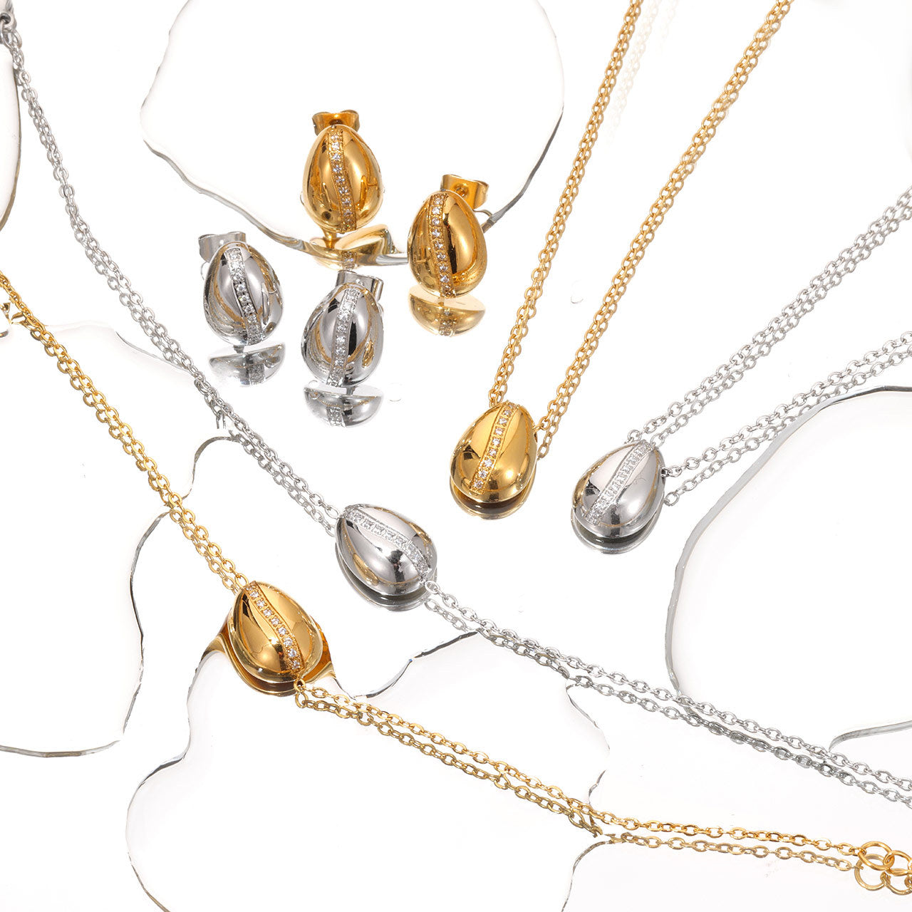 GP26 Teardrop Sparkle Jewelry Set – Bracelet, Necklace & Earrings