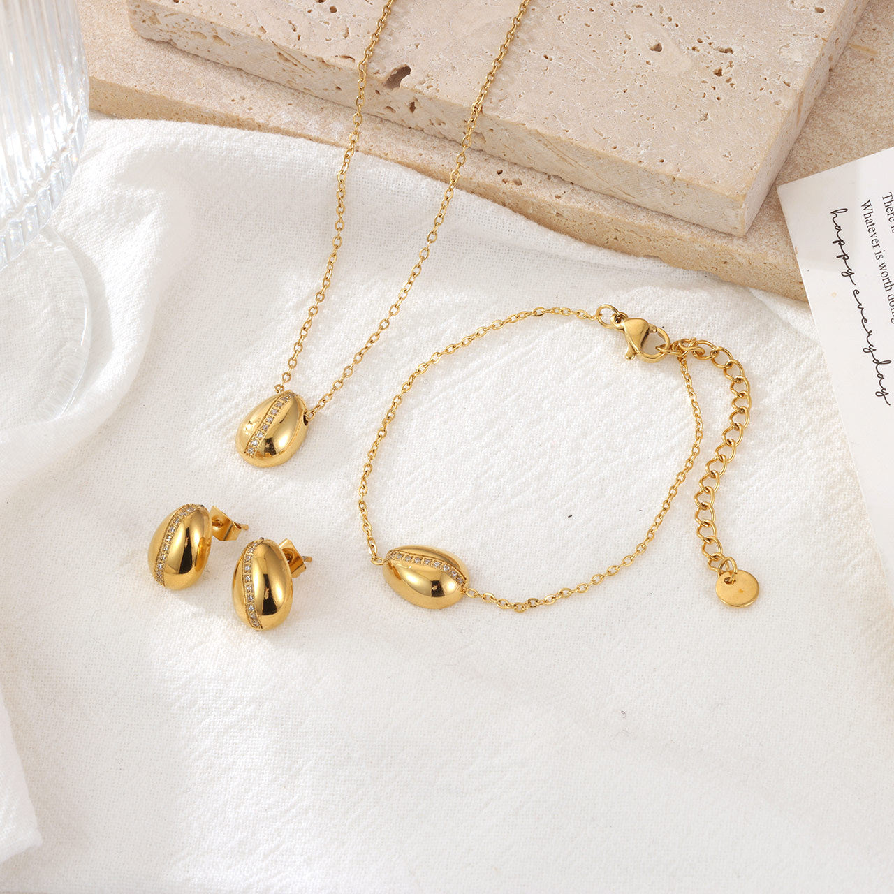 GP26 Teardrop Sparkle Jewelry Set – Bracelet, Necklace & Earrings