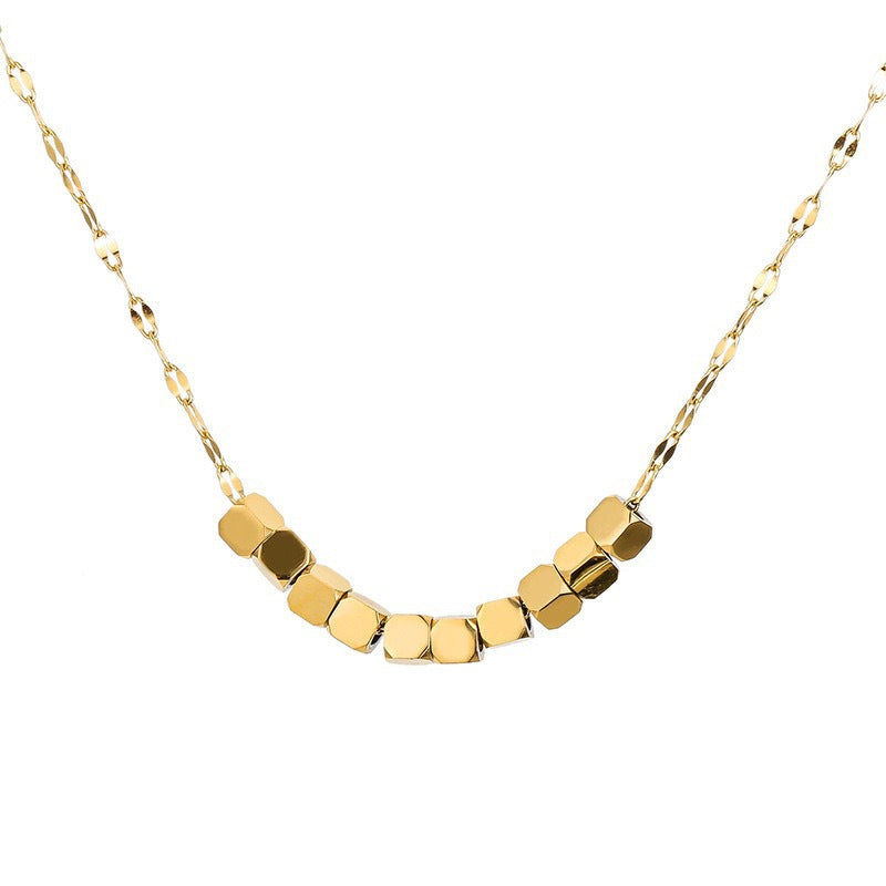 CC01 Minimalist Gold Cube Bead Necklace | Customizable Geometric Jewelry