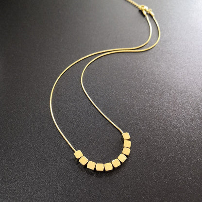 CC01 Minimalist Gold Cube Bead Necklace | Customizable Geometric Jewelry