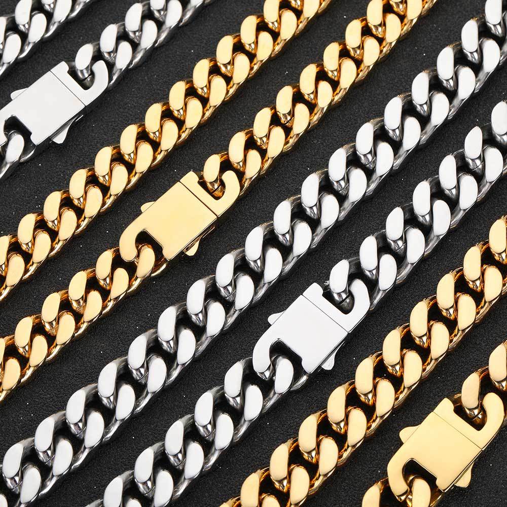 CC03 Bold Cuban Link Chain Necklace – Gold &amp; Silver Finishes