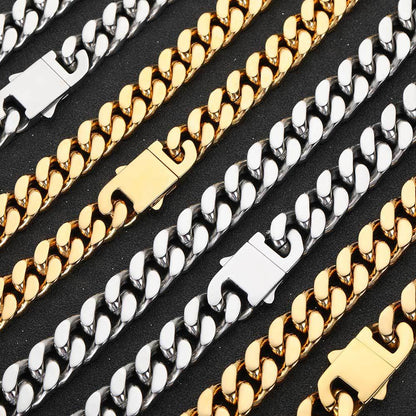 CC03 Bold Cuban Link Chain Necklace – Gold &amp; Silver Finishes
