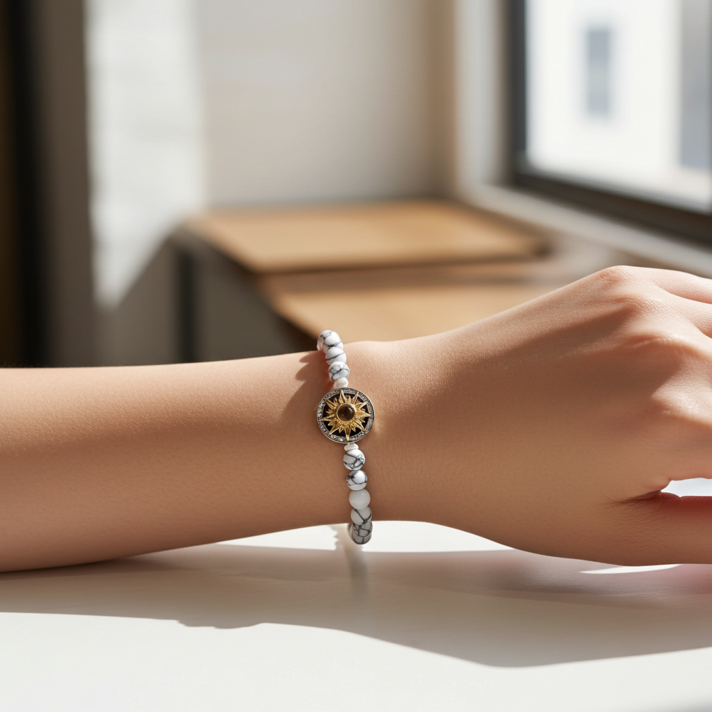 PS06 - Personalized Sun Photo Projection Beaded Bracelet