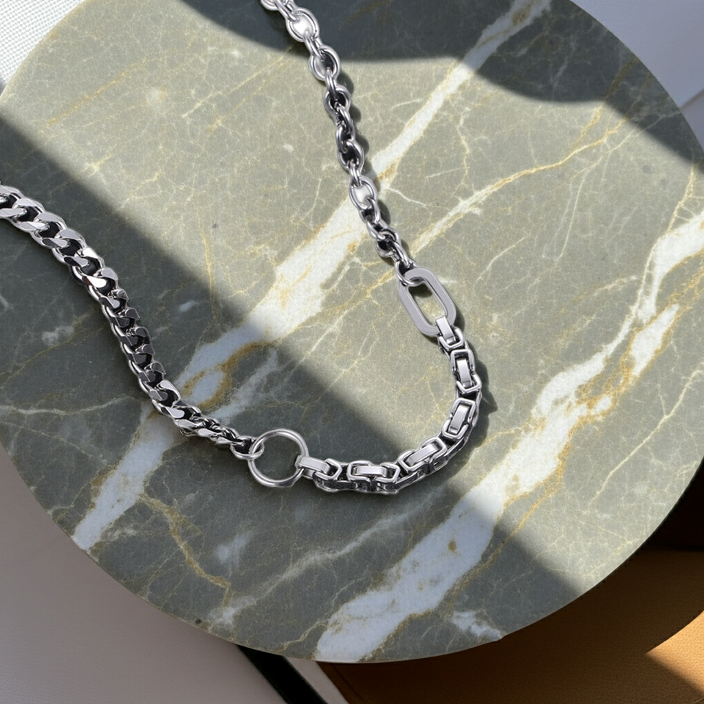 CC12 - Bold Mixed Chain Stainless Steel Necklace