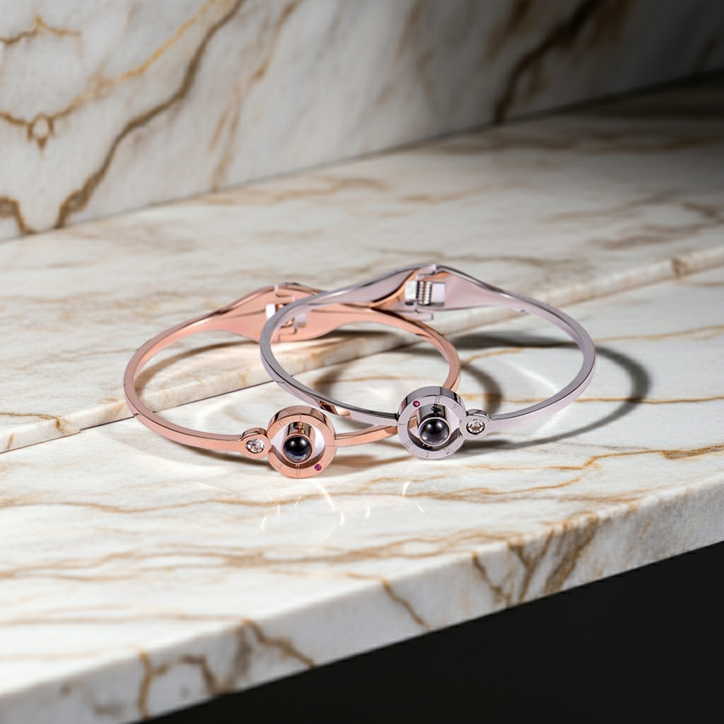 PS58 - Adjustable Photo Projection Bangle Bracelet