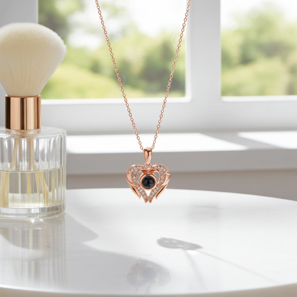 PXS107 - Echoya – Eternal Heart Photo Projection Necklace