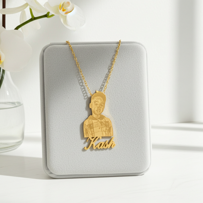 DZ01 - Custom Engraved Photo Pendant Necklace with Name – Eternal Memory Keepsake