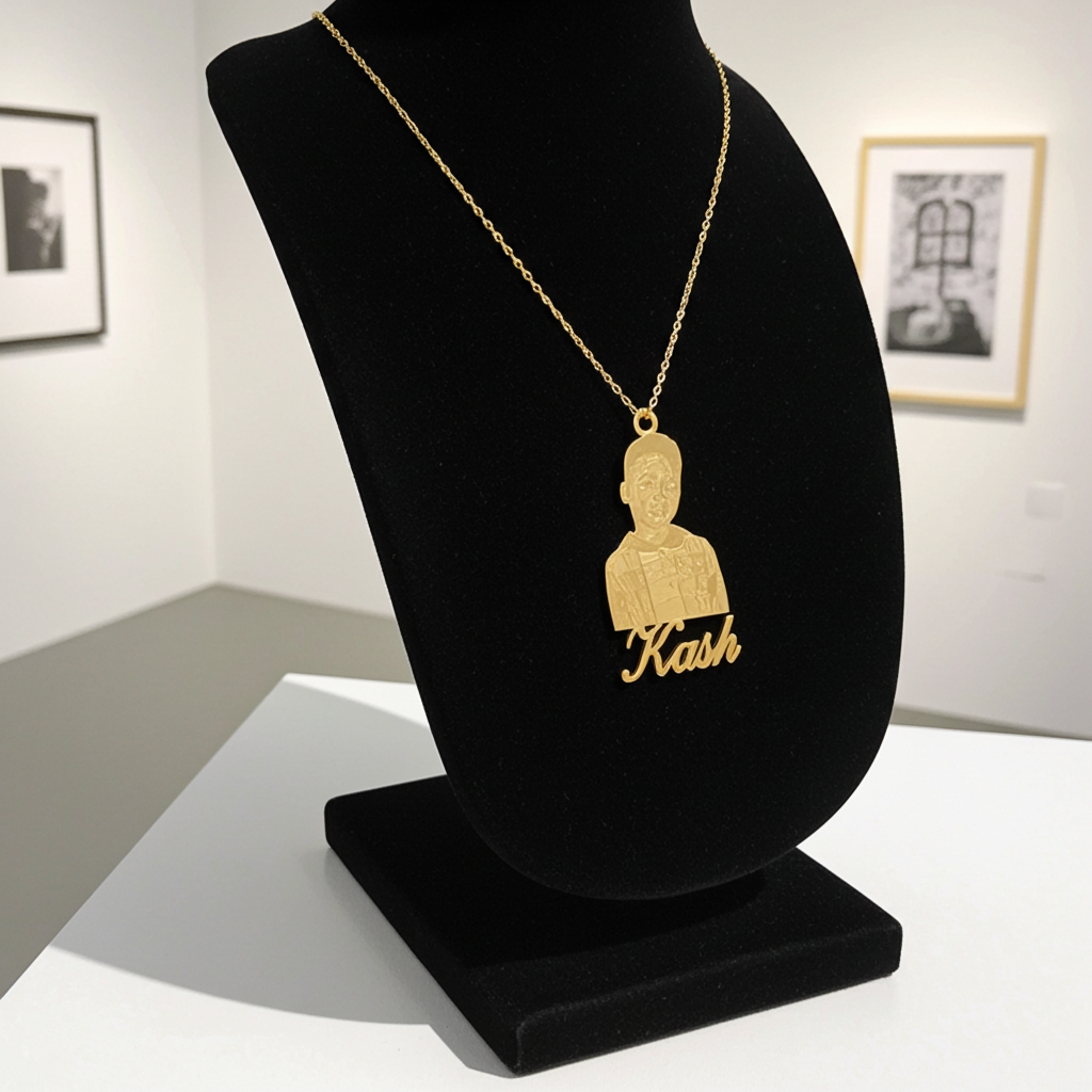 DZ01 - Custom Engraved Photo Pendant Necklace with Name – Eternal Memory Keepsake