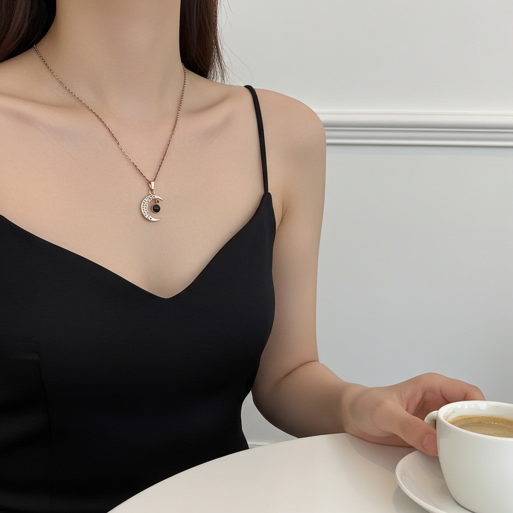 PX05 - Custom Moon Projection Necklace – Rose Gold, Silver, Gold