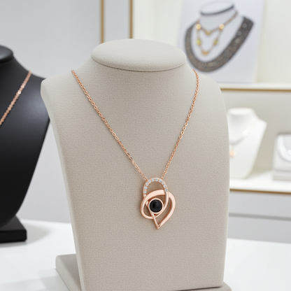 PX58 - Intertwined Heart Photo Projection Necklace