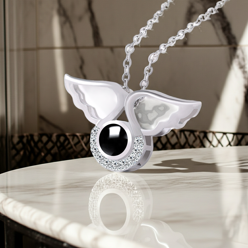 PX48 - Carry Love with You Always – Angel Wing Projection Necklace