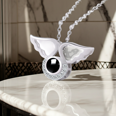 PX48 - Carry Love with You Always – Angel Wing Projection Necklace