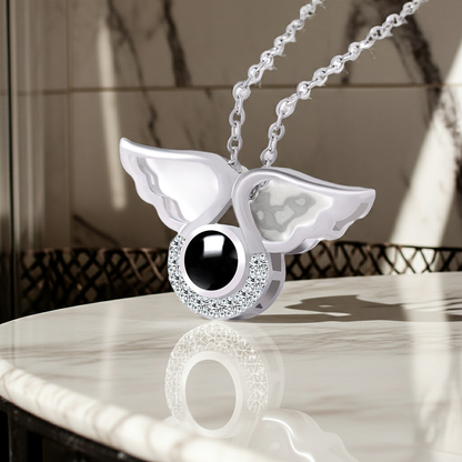 PX48 - Carry Love with You Always – Angel Wing Projection Necklace