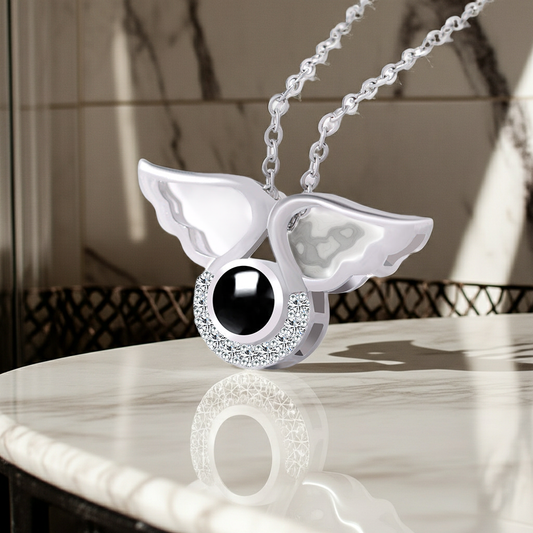 PX48 - Carry Love with You Always – Angel Wing Projection Necklace