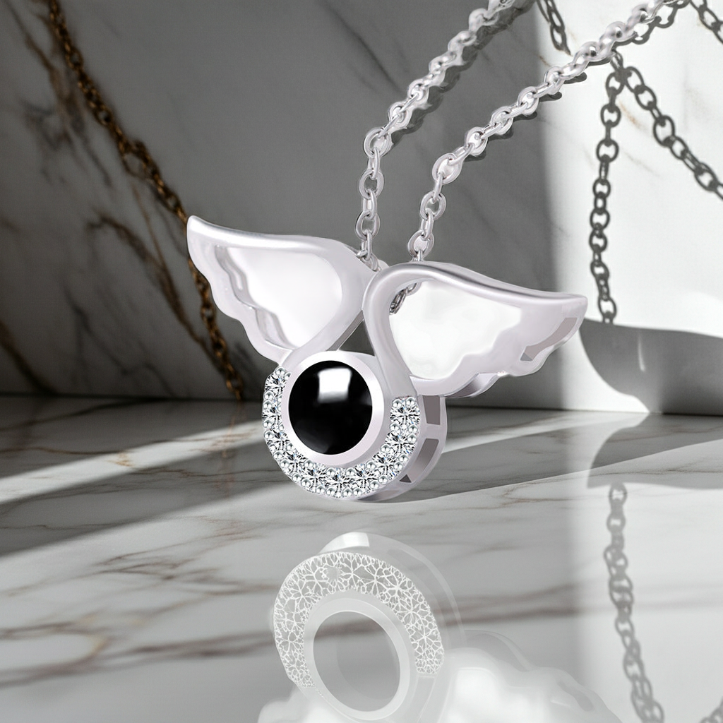 PX48 - Carry Love with You Always – Angel Wing Projection Necklace