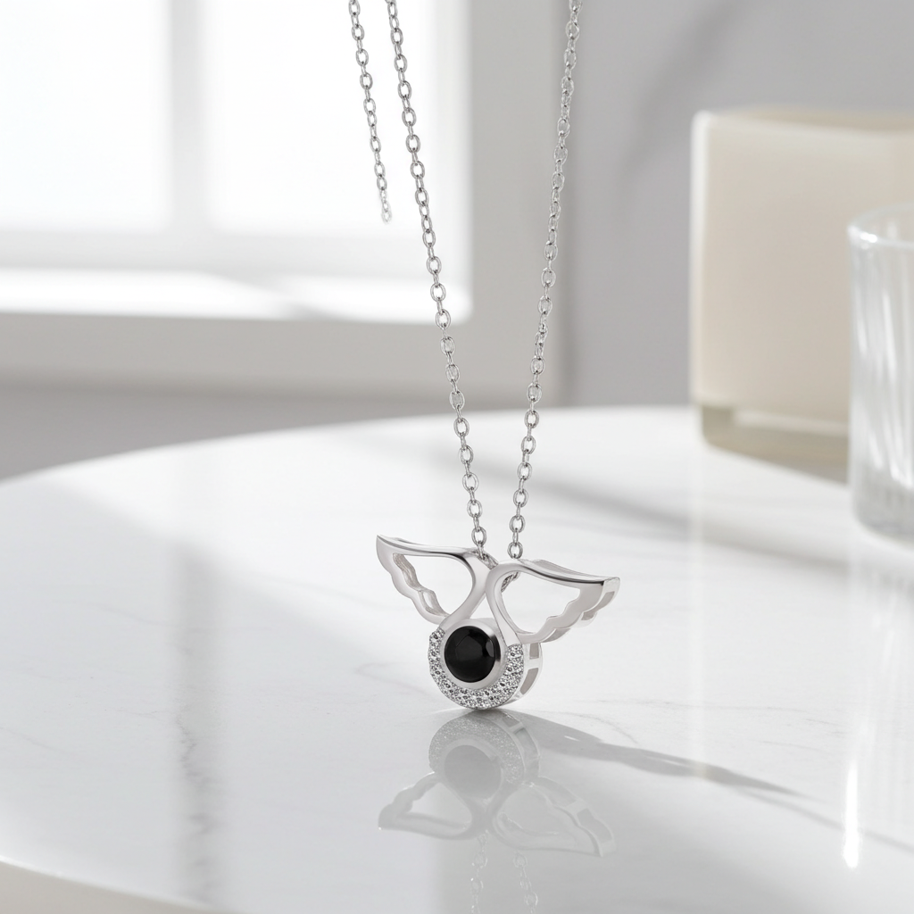 PX48 - Carry Love with You Always – Angel Wing Projection Necklace