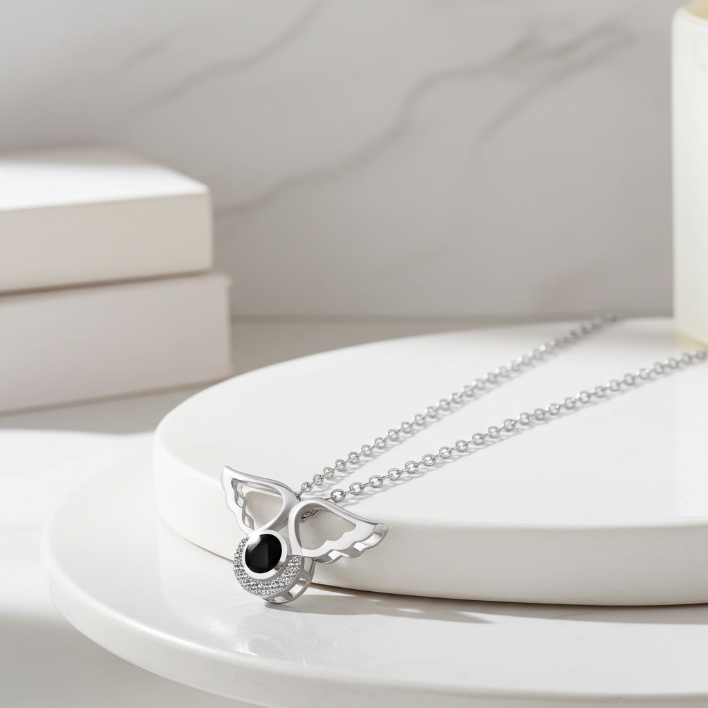 PX48 - Carry Love with You Always – Angel Wing Projection Necklace