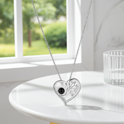 PXS101 - Eternal Tree of Love Projection Necklace – Silver & Rose Gold
