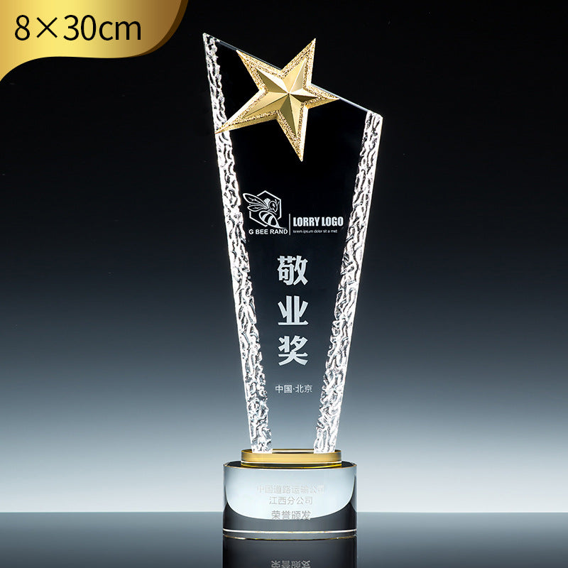 SP11 - Customizable Premium Crystal Trophy with Liuli Accents – Celebrate Excellence in Style