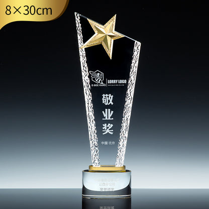 SP11 - Customizable Premium Crystal Trophy with Liuli Accents – Celebrate Excellence in Style