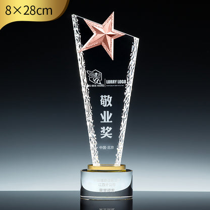 SP11 - Customizable Premium Crystal Trophy with Liuli Accents – Celebrate Excellence in Style