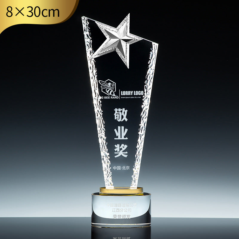 SP11 - Customizable Premium Crystal Trophy with Liuli Accents – Celebrate Excellence in Style