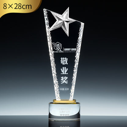 SP11 - Customizable Premium Crystal Trophy with Liuli Accents – Celebrate Excellence in Style